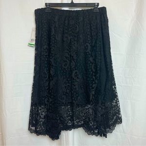 Relativity Black‎ Lace Lined Elastic Waist Skirt NWT Handkerchief Size Large